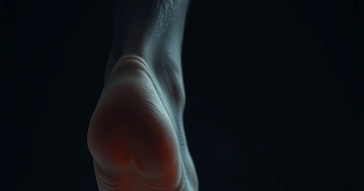 Pied nu en transition vers une chaussure orthopédique sombre, avec un léger halo évoquant les nerfs affectés par la neuropathie diabétique